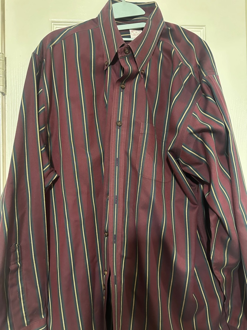 Brooks Brothers Maroon Striped Button-Down Shirt